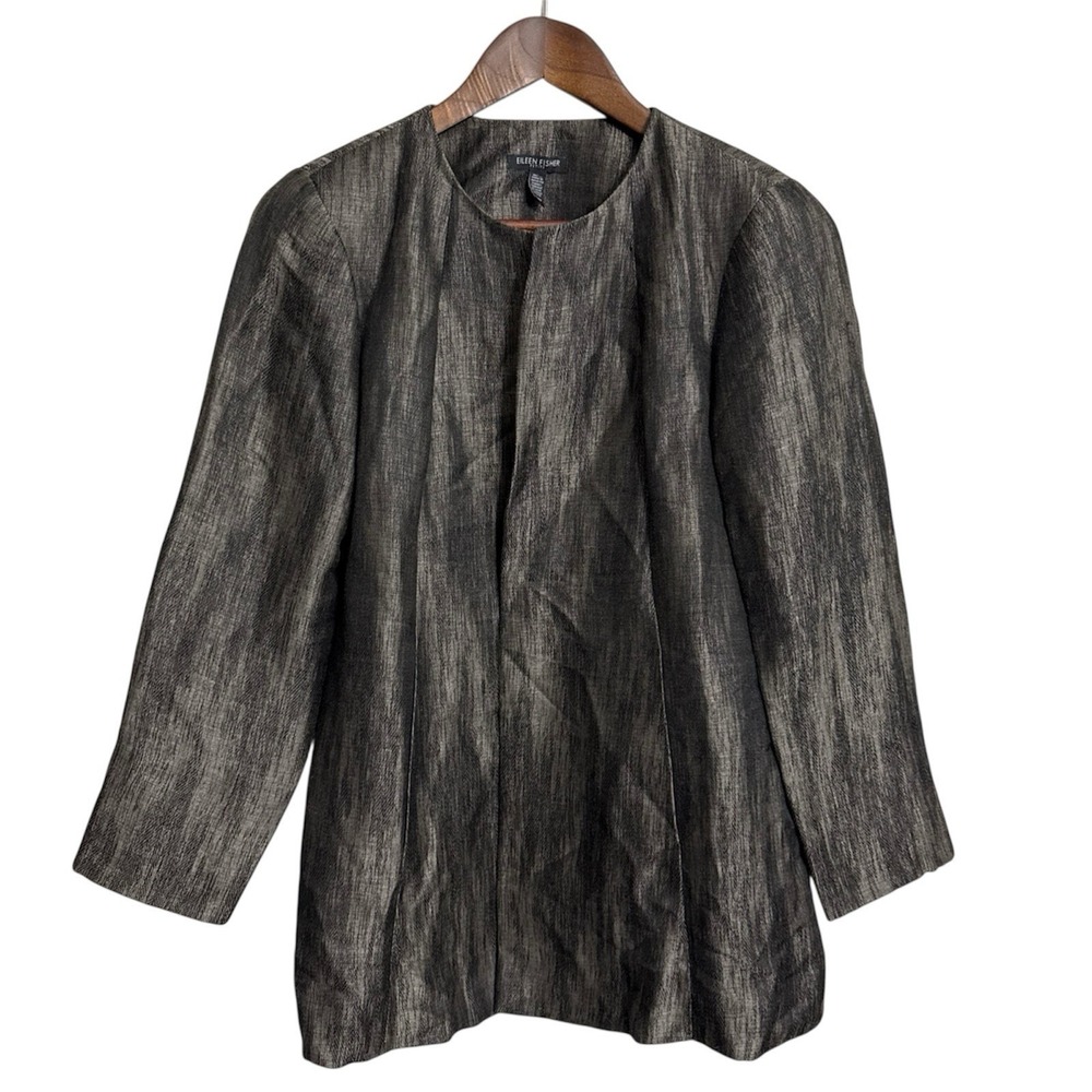 Eileen Fisher open jacket women's PS petite small silk linen cotton artsy luxury